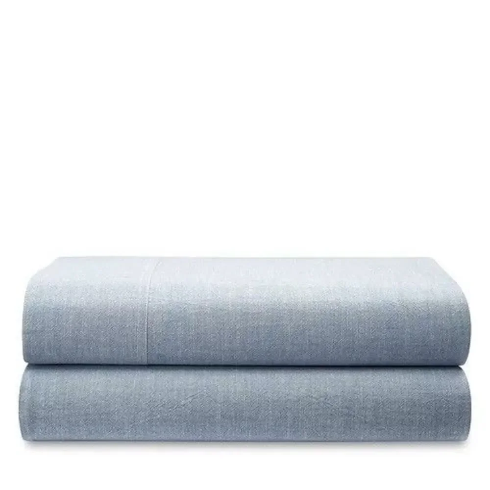 Ralph Lauren Workshirt Chambray Blue King Fitted Sheet $245 NIP